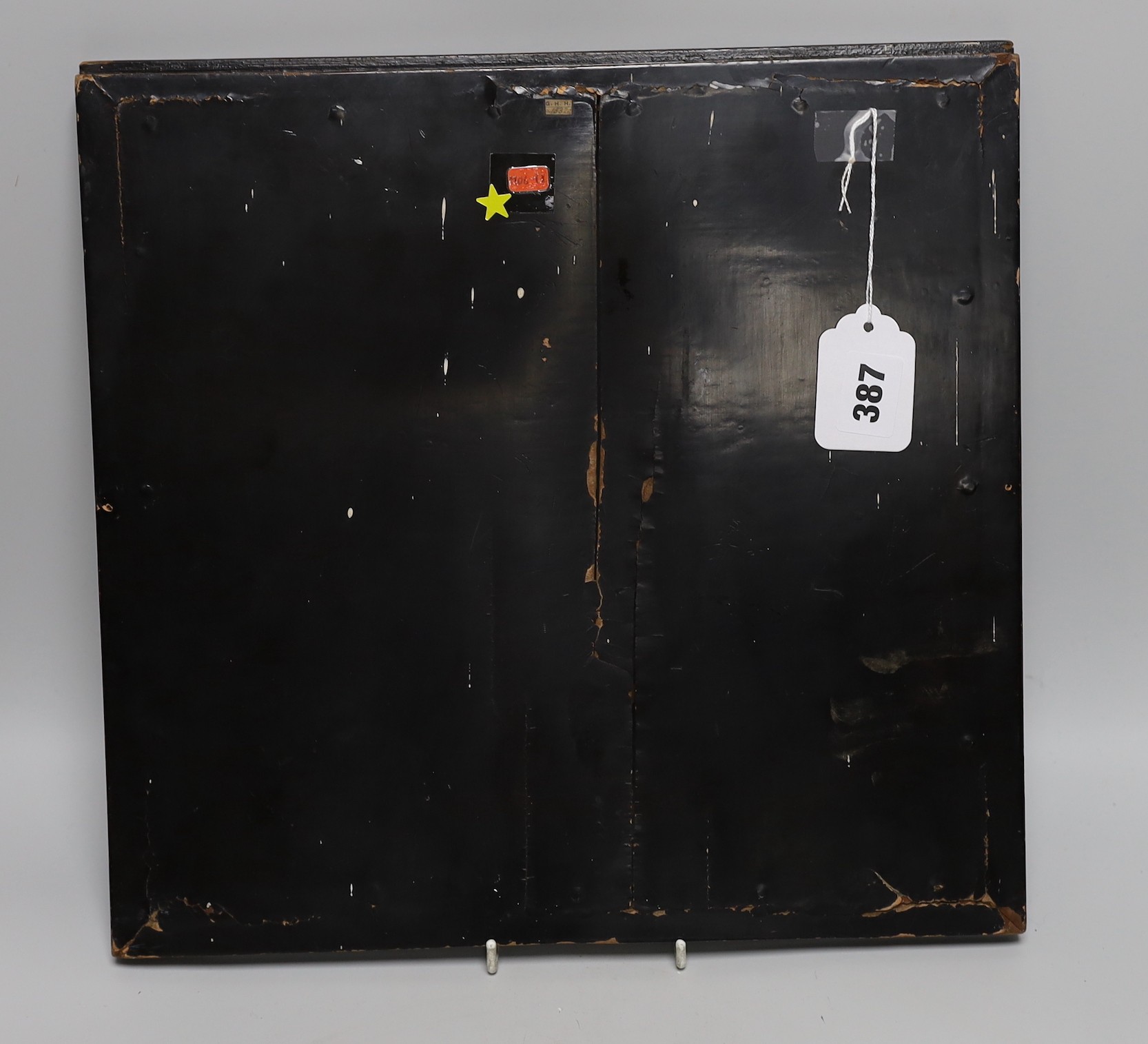 A Chinese two colour lacquer panel, late 19th century, 35 x 36cm